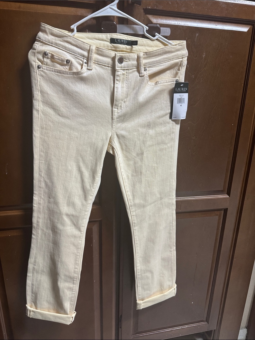 Lauren Ralph Lauren Cream Cropped Slim Jeans